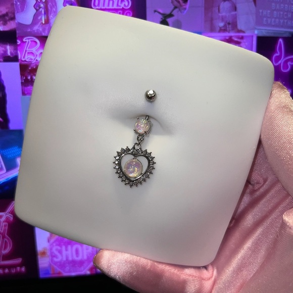 Opal heart belly ring - Picture 1 of 1